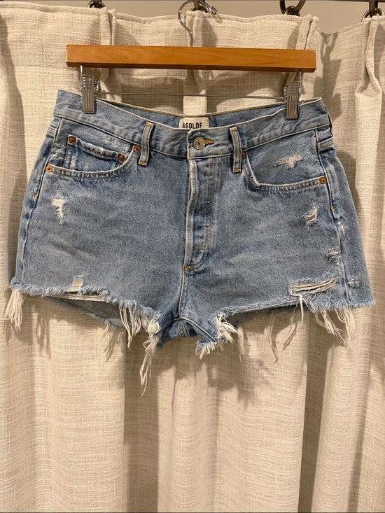 Agolde Pants - Agolde Parker Light Wash Distressed Denim Cutoff Shorts
